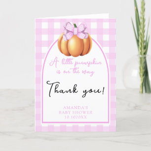 Carte De Remerciements Citrouille avec baby shower arc en arc rose