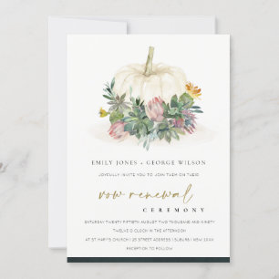 CARTE DE REMERCIEMENTS CITROUILLE BLANC SUCCULENT FAUNA VOW RENOWAL INVIT