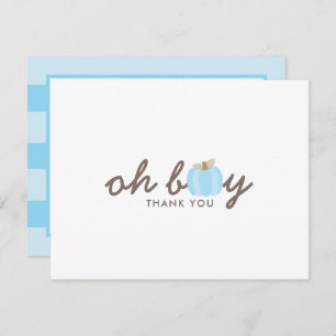 Carte De Remerciements Citrouille Bleu Oh Garçon Automne Baby shower Merc