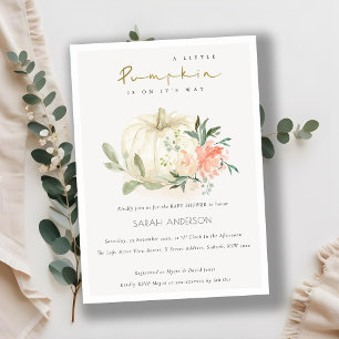 Carte De Remerciements Citrouille Blush Floral Little Baby shower Invitat