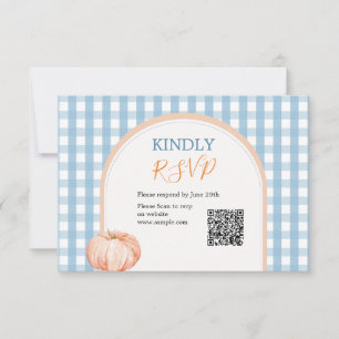 Carte De Remerciements Citrouille Boho Blue En vichy 1er anniversaire Rsv