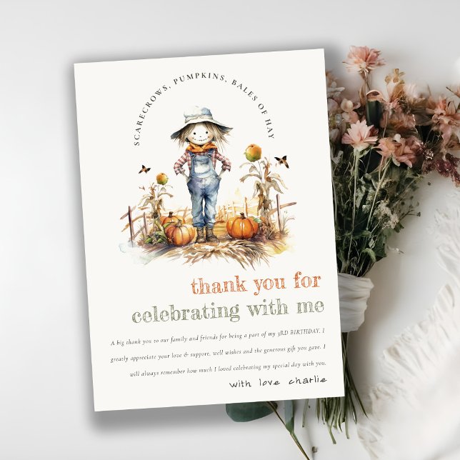 Carte De Remerciements Citrouille Chic Chic Scarecrow Harvest Anniversair (Créateur téléchargé)