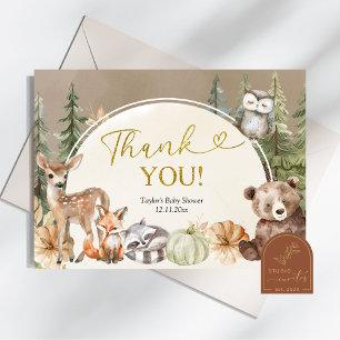 Carte De Remerciements Citrouille d'animaux de forêt d'automne