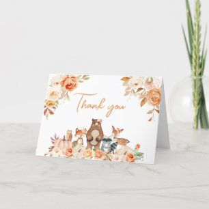 Carte De Remerciements Citrouille d'automne Baby shower de bois