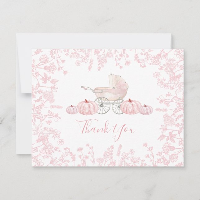 Carte De Remerciements Citrouille d'automne Chinoiserie baby shower Invit (Devant)