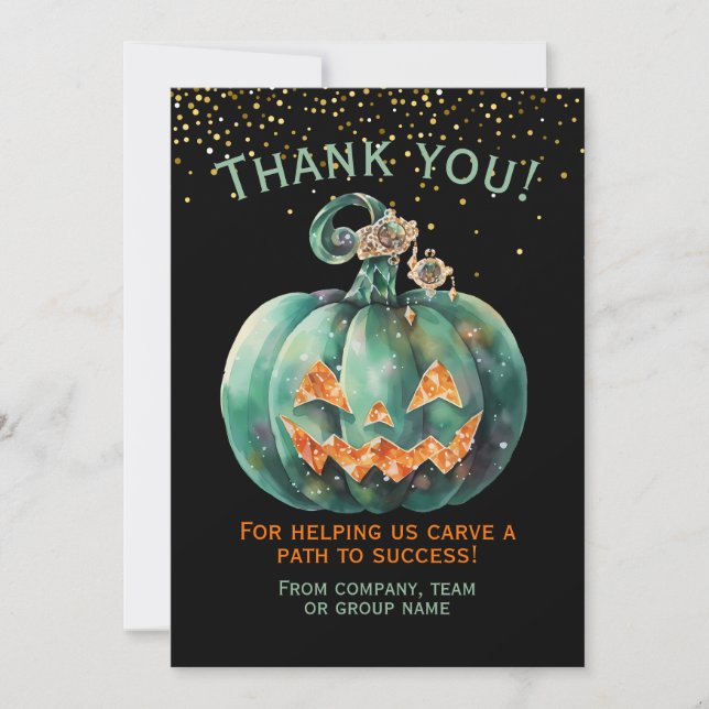 Carte De Remerciements Citrouille d'entreprise Halloween (Devant)