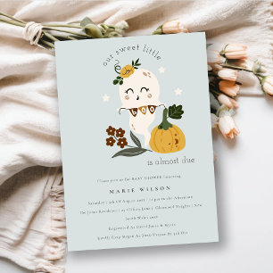 Carte De Remerciements Citrouille d'Halloween Little Boo Baby shower Invi