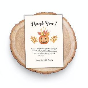Carte De Remerciements Citrouille Fleur Halloween Baby shower d'automne