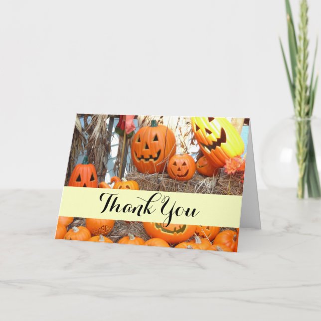 Carte De Remerciements Citrouille halloween Jack-o'-lantern orange citrou (Devant)