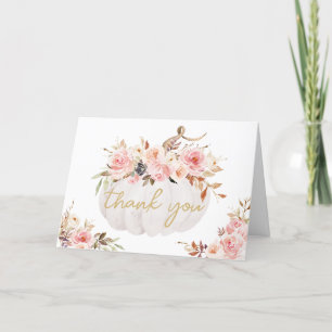Carte de remerciements Citrouille rose Floral