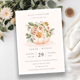 Carte De Remerciements Citrouille rose vif Couples Floral Couples Invitat