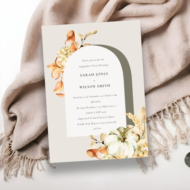Carte De Remerciements Citrouille Rustique Automne Arch Floral Fiançaille (Créateur téléchargé)