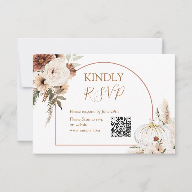 Carte De Remerciements Citrouille Rustique Floral Arch Boho Tomber en amo (Devant)