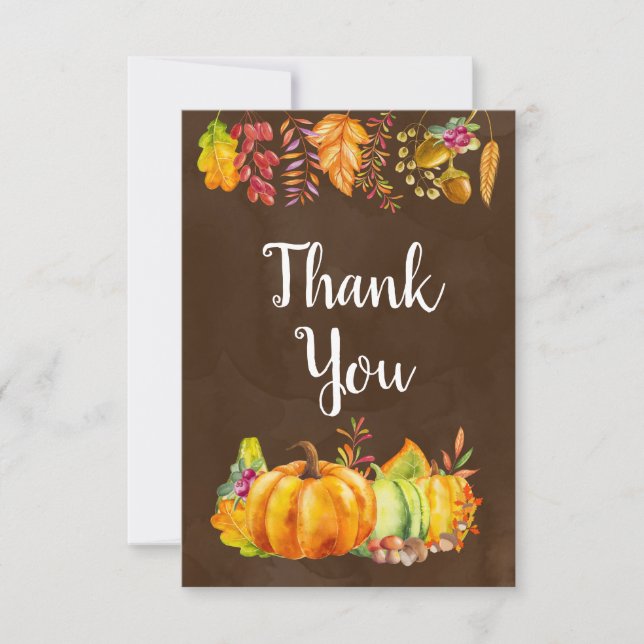Carte De Remerciements Citrouilles de la récolte et feuilles d'automne Me (Devant)