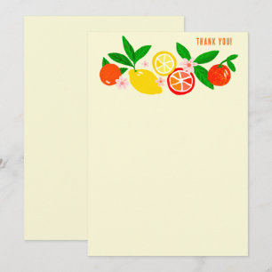 Carte De Remerciements Citrus Celebration Couleur Personnalisée Note Vier