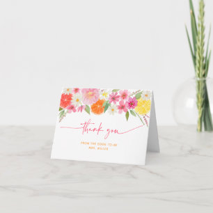 Carte De Remerciements Citrus Floral Citron Fête des mariées orange