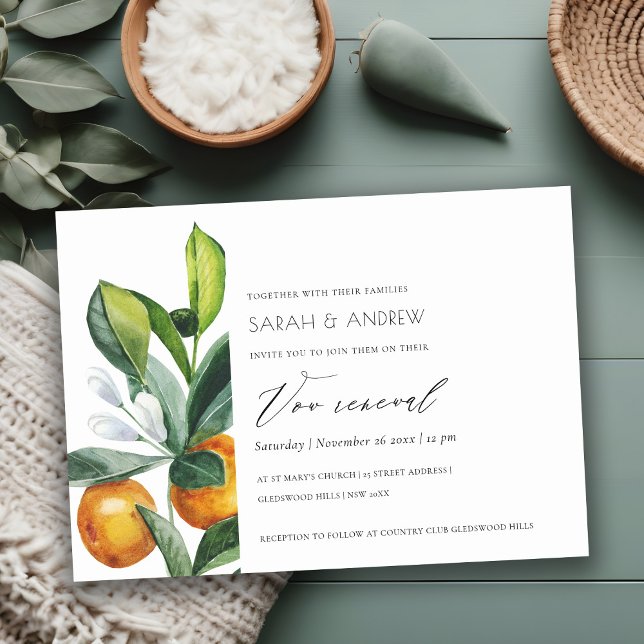 Carte De Remerciements Citrus Orange Botanical Boho Vow Renouvellement In (Créateur téléchargé)