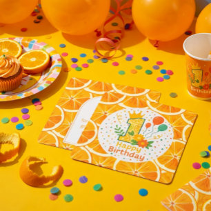 Carte De Remerciements Citrus-Thème Premier anniversaire Numéro "1"