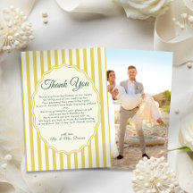 Citrus Yellow Green Elegant Modern Stripe Wedding