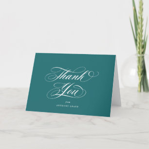 Carte De Remerciements Clair Turquoise Élégant Script Graduation