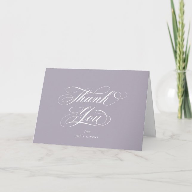 Carte De Remerciements Clank Soft Purple Élégant Script Graduation (Devant)