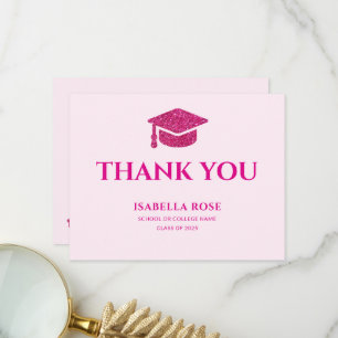 Carte De Remerciements Classe chic élégante de 2025 Hot rose