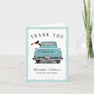 Carte De Remerciements Classe de Camion Aqua vintage de 2025 Graduation
