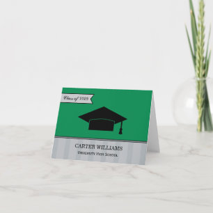 Carte De Remerciements Classe moderne de 2024 Green Custom Graduation
