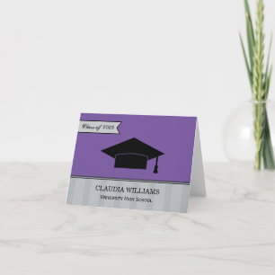 Carte De Remerciements Classe moderne de 2024 Purple Custom Graduation