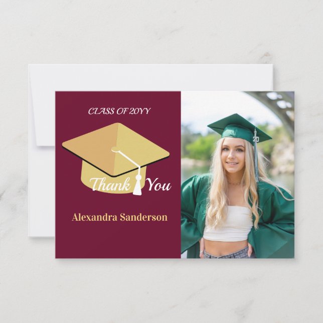 Carte De Remerciements Classe supérieure de photo de remise des diplômes (Devant)