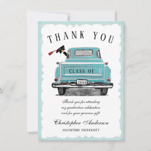 Carte De Remerciements Classe vintage Aqua Blue Truck de 2025 Graduation