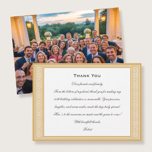 Carte De Remerciements Classic Anniversaire Photo Gold Flat