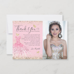 Carte De Remerciements Classic Blush Pink Gold Parties scintillant Quince