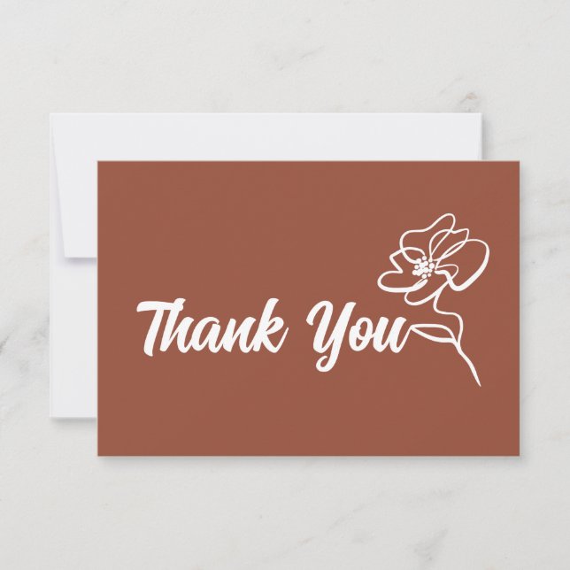 Carte De Remerciements Classic Boho Burnt Orange Floral Sketch  (Devant)