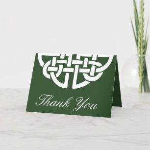 Carte De Remerciements Classic Celtic noeud vert & blanc à la main