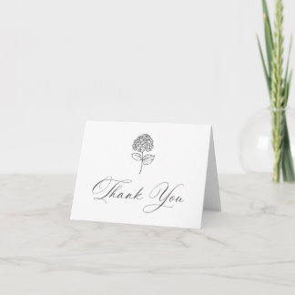 Carte De Remerciements Classic Charcoal Hydrangea Photo Wedding