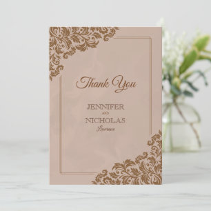 Carte De Remerciements Classic élégant avec ornements floraux pour Mariag