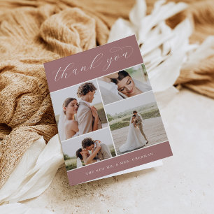 Carte De Remerciements Classic Four   Multi Photo Wedding Folded