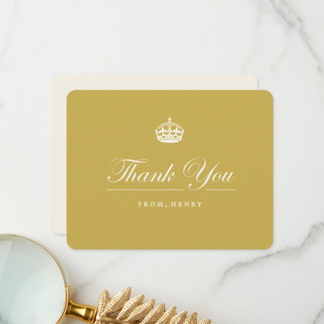 Carte De Remerciements Classic Keep Calm Gold Élégante 60e fête d'anniver (Devant/Arrière en situation)