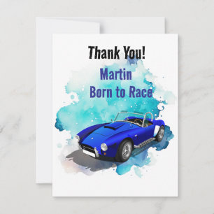 Carte De Remerciements Classic Retro Blue Sports Voiture Anniversaire Ave