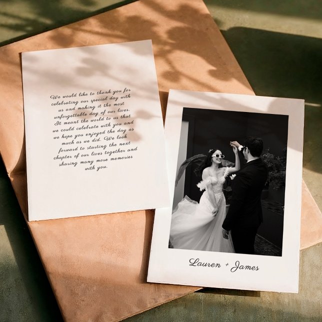 Carte De Remerciements Classic Script Wedding Photo Thank You Card (Créateur téléchargé)