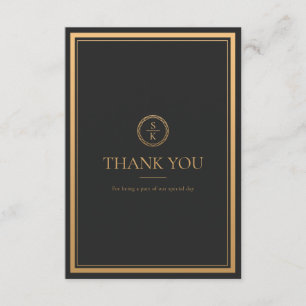 Carte De Remerciements Classic Simple Elegance Gold Mariage noir