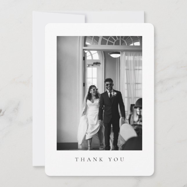 Carte De Remerciements Classic Wedding Photo Rounded Thank You Card (Devant)