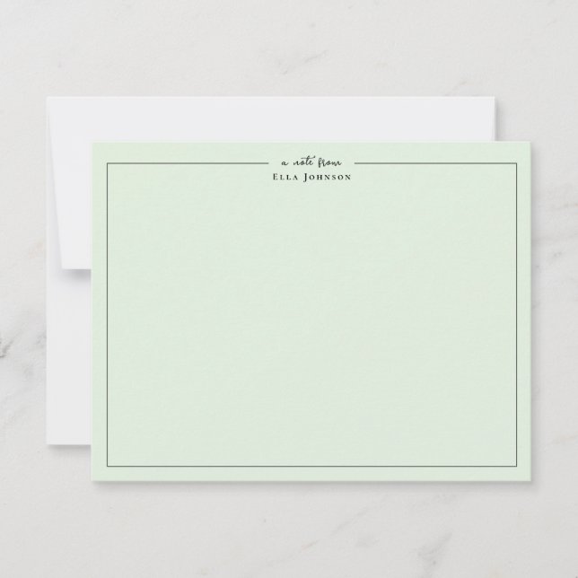 Carte De Remerciements Classique Moderne Mint vert feminine Professionnel (Devant)