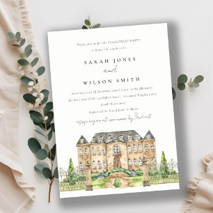 Carte De Remerciements Classy Garden Chateau Aquarelle Fiançailles Invita