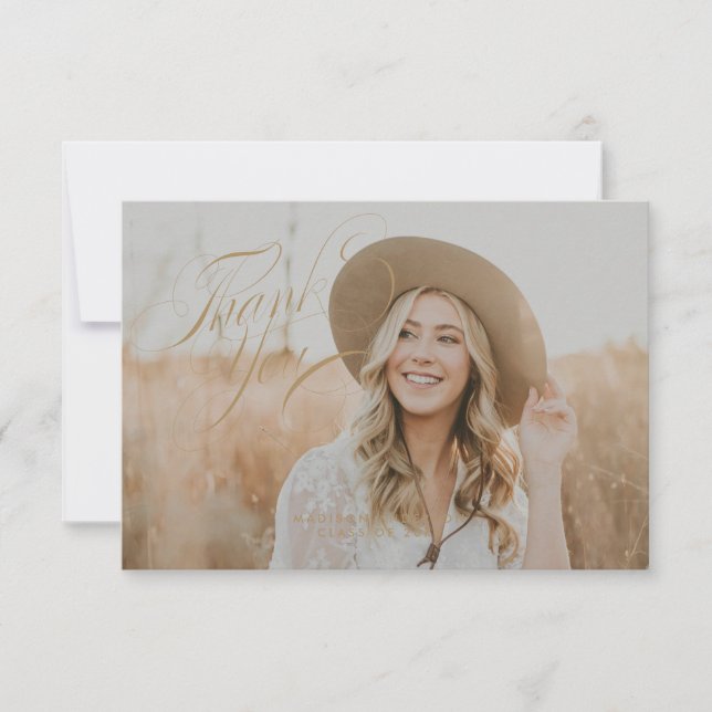 Carte de remerciements Classy Script Graduation (Devant)