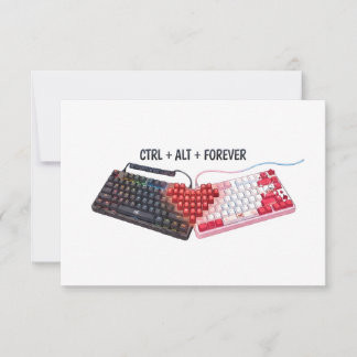 Carte De Remerciements Claviers de couple Ctrl Alt Forever Design