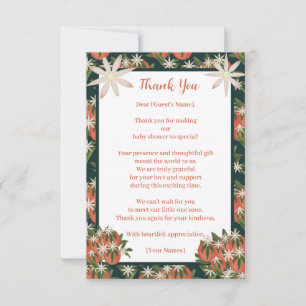 Carte De Remerciements Clémentine Little Cutie  Baby shower à thème Citru