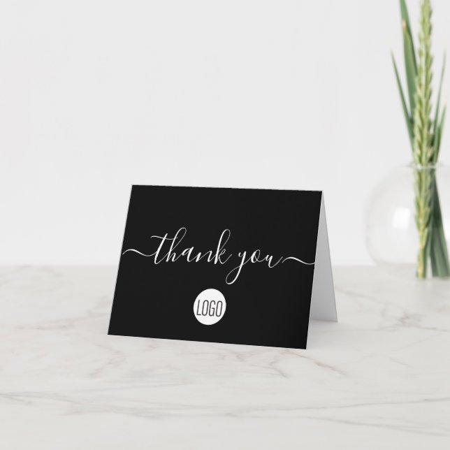 Carte De Remerciements Client personnalisable Appréciation Noir Blanc Chi (Devant)