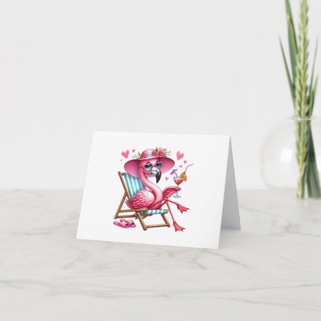 Carte De Remerciements Clipart de Flamant rose mignonne (Devant)